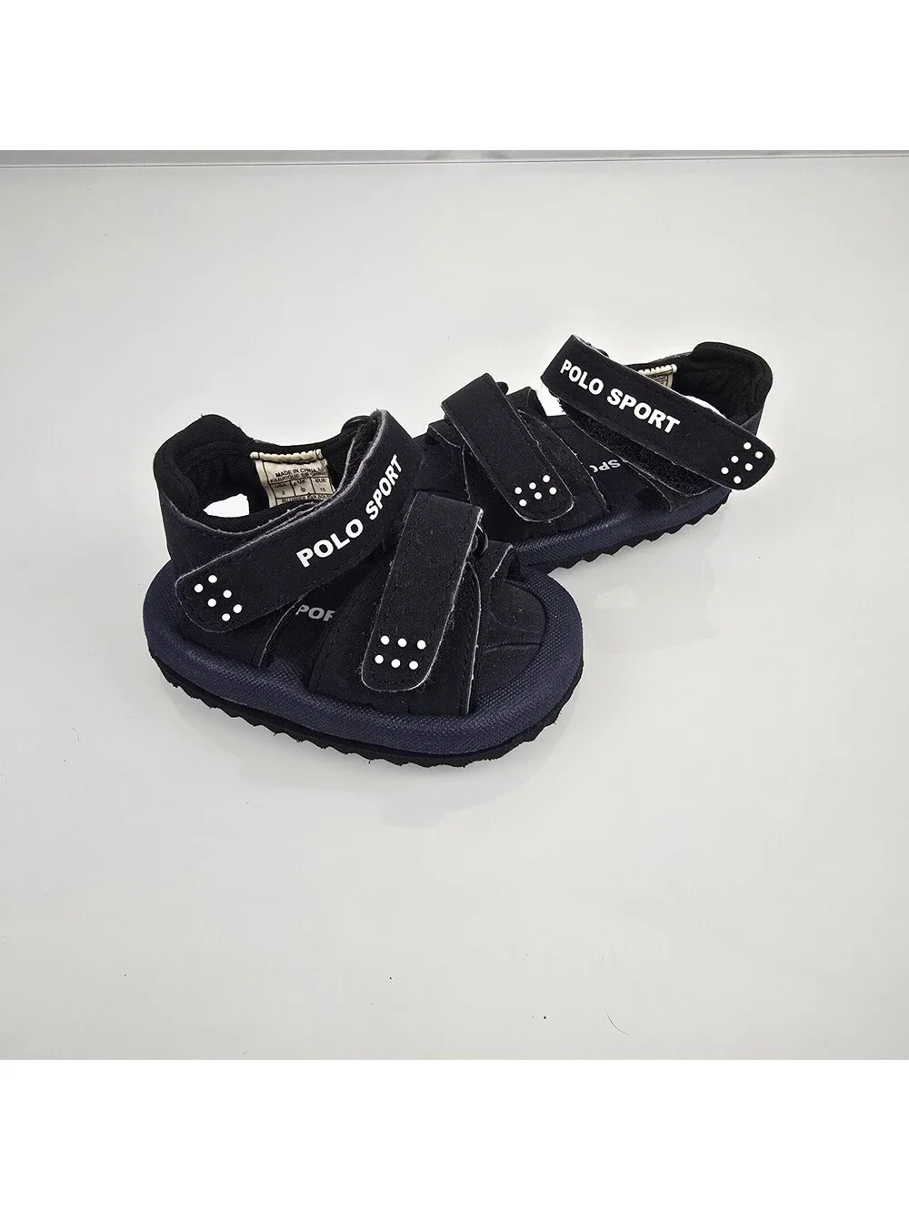 Polo Sport Ralph Lauren Tiny Newborn Baby Shoes Sandals Navy Blue White Logo 0